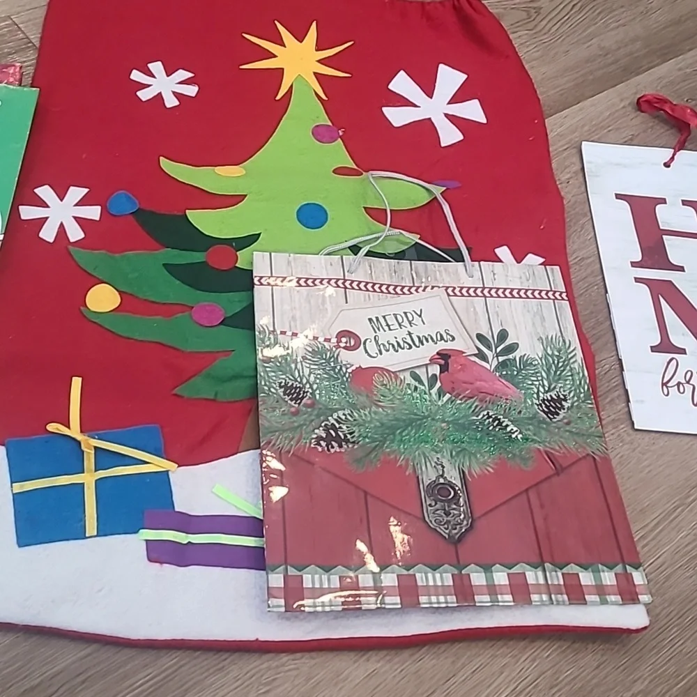 Large Santa Holiday Gift Bag Bundle